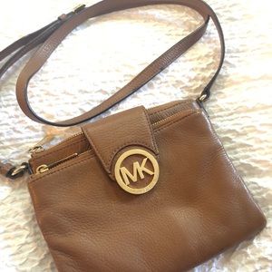 Michael Kors cognac cross body purse